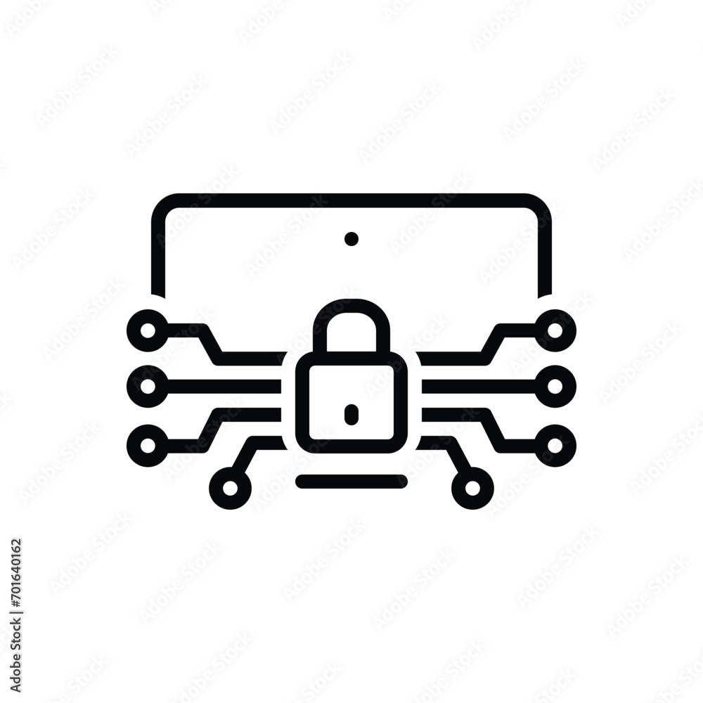 Fototapeta premium Black line icon for cyber security