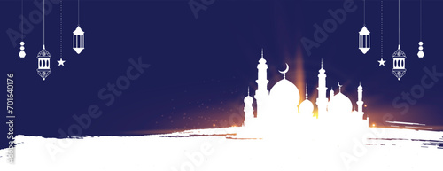 Ramadan Kareem wishing, or greeting banner Ramzan Islamic blue background design with blue color social media ramazan sale, advertisement, banner, poster vector illustration	