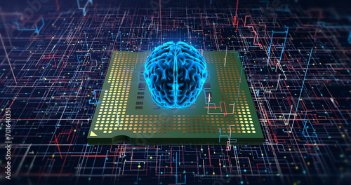 The Rise of AI: Redefining Technology with Advanced Computer Chips And Processors. Digital Human Brain Symbolizing AI.