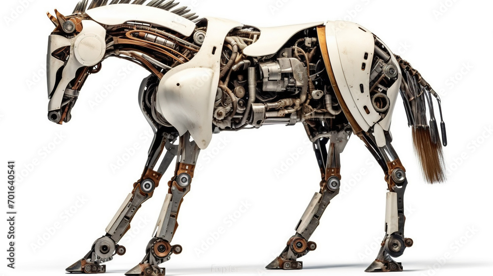 mechanic horse on a white isolated background, Robotic Style Horse ...