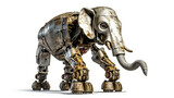 Generative AI illustration of adorable futuristic robotic animals  with metal details, old iron, isolated white background, ai generated