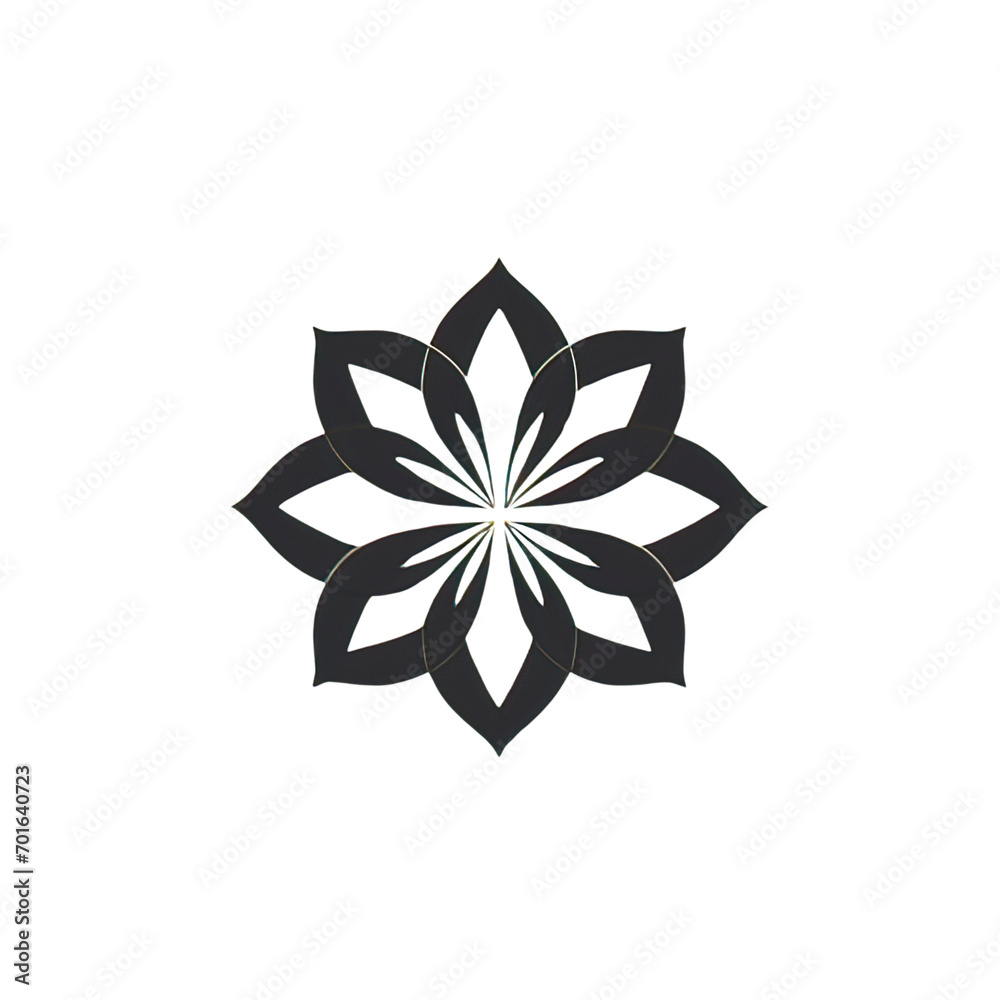 Design of minimalist logo featuring a flower in black Design of minimalist logo featuring a flower in black