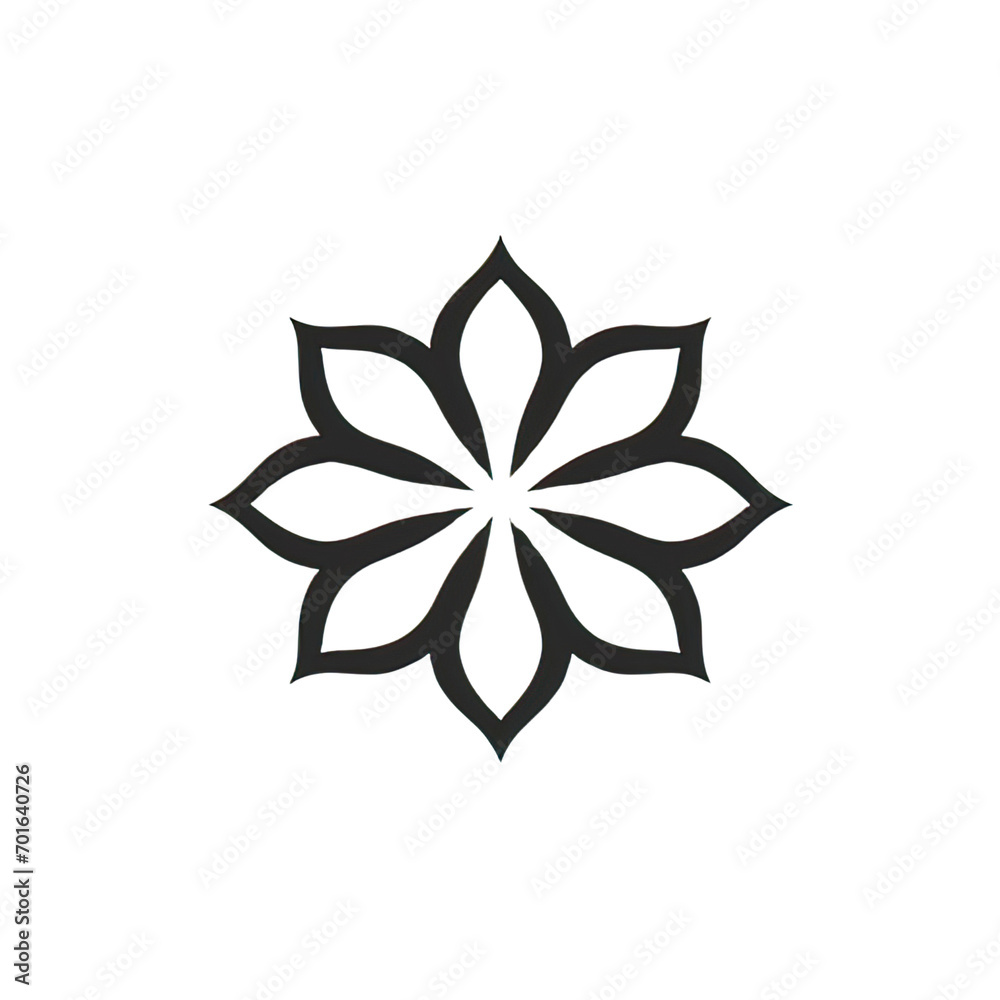 Design of minimalist logo featuring a flower in black Design of minimalist logo featuring a flower in black