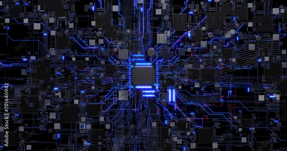High Tech CPU Processing Data. Signals from the chip are flowing. Computer And Technology Related 3D Illustration Render High Tech CPU Processing Data. Signals from the chip are flowing. Computer And Technology Related 3D Illustration Render