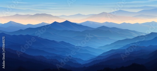 Beautiful landscapes of forests, mountains and adventurous nature. Travel background Panorama - illustrations of silhouettes of landscapes, valleys of pine trees, forests and mountain peaks. © munduuk