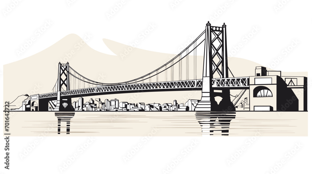 Fototapeta premium bridge in a vector art piece featuring a bridge with architectural elements reflective of a specific time period or cultural influence.