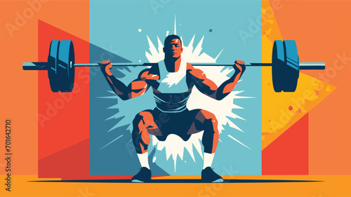 gym-goer practicing proper form and technique during weightlifting exercises in a vector scene. 