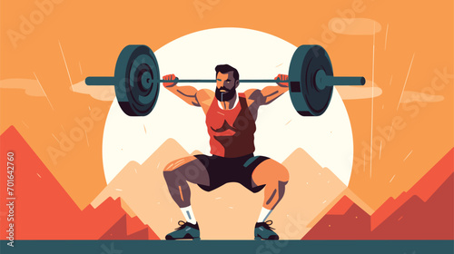 gym-goer practicing proper form and technique during weightlifting exercises in a vector scene. 