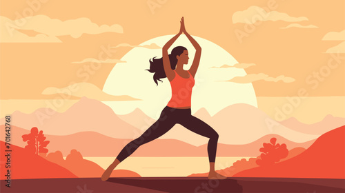 flexibility and mobility in a vector scene featuring an individual engaging in stretching exercises or yoga poses at the gym. 
