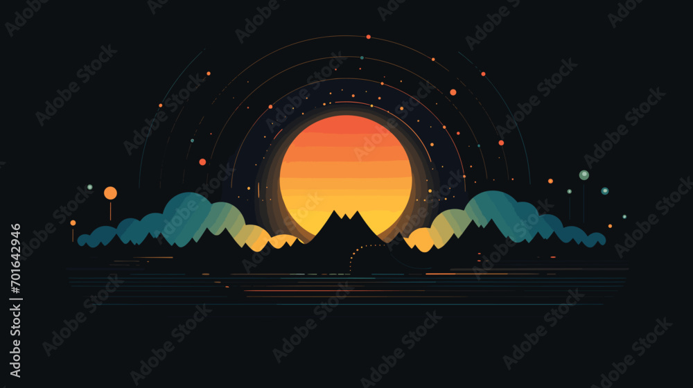 astronomical wonder of a solar eclipse in a vector scene depicting the moon passing between the Earth and the sun.  solar eclipse, emphasizing the cosmic alignment