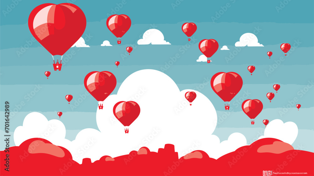 balloons in the sky with hearts