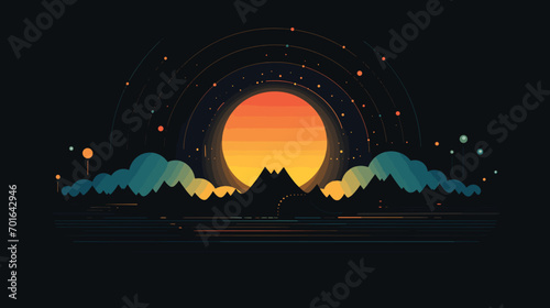 astronomical wonder of a solar eclipse in a vector scene depicting the moon passing between the Earth and the sun.  solar eclipse, emphasizing the cosmic alignment