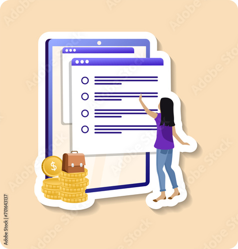 Executive summary sticker illustration. Business plan layout. Business strategy structure. Executive summary. Organizational and financial planning, production and marketing