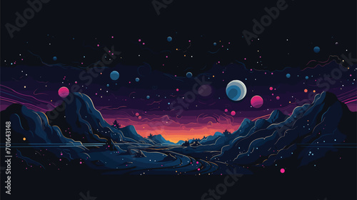 beauty of a cosmic panorama with a vector scene portraying the vastness of space.  bodies, galaxies, and cosmic phenomena