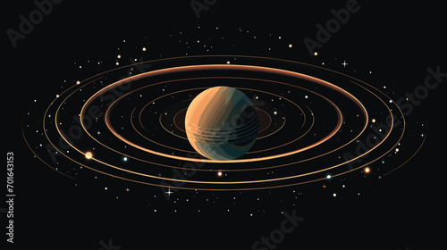 planetary rings in a vector art piece. arcs of rings encircling gas giants, catching the light in a celestial ballet. 