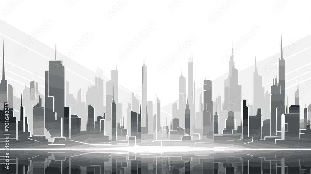 Naklejka premium futuristic cityscape in floating city spires. Create floating platforms and towering spires with sleek, modern architecture.