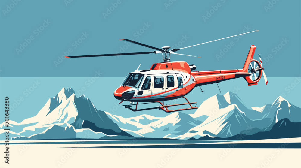private helicopter transportation in a vector art piece showcasing helicopters as a luxurious and efficient mode of private travel.