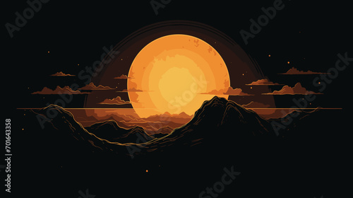 mesmerizing beauty of a solar eclipse in a vector art piece. Illustrate the moon gracefully passing in front of the sun, casting a shadow that creates a celestial spectacle on Earth. 