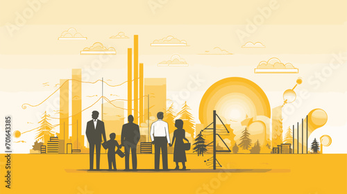 impact of generational wealth in a vector art piece showcasing families from different economic backgrounds. 