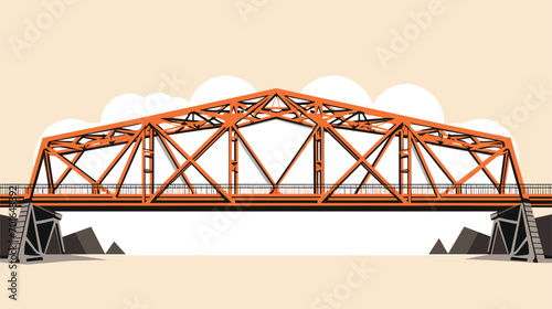 bridge in a vector art piece showcasing the geometric patterns and sturdy design of truss structures.