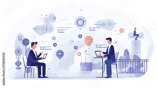 concept of reinforcement learning algorithms with a vector scene featuring an agent interacting with an environment and learning through feedback.