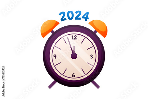 Bild auf Leinwand 2024 Alarm Clock New Year Sticker