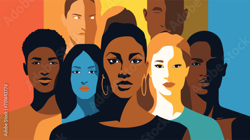 concept of privilege and disadvantage in a vector art piece featuring individuals from different socioeconomic backgrounds.  photo