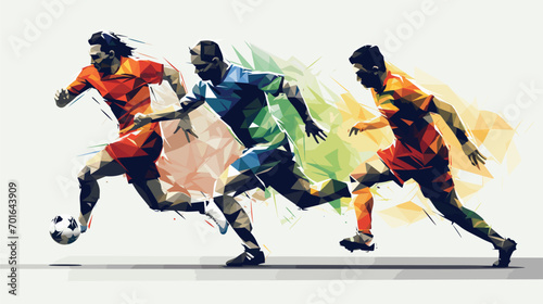 football players in a vector art piece showcasing moments of skillful ball control, accurate passing, and strategic positioning. 