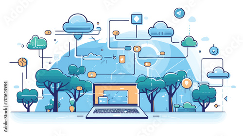collaborative nature of data sharing with a vector scene featuring interconnected devices and data exchange symbols. seamless flow of information between devices and platforms