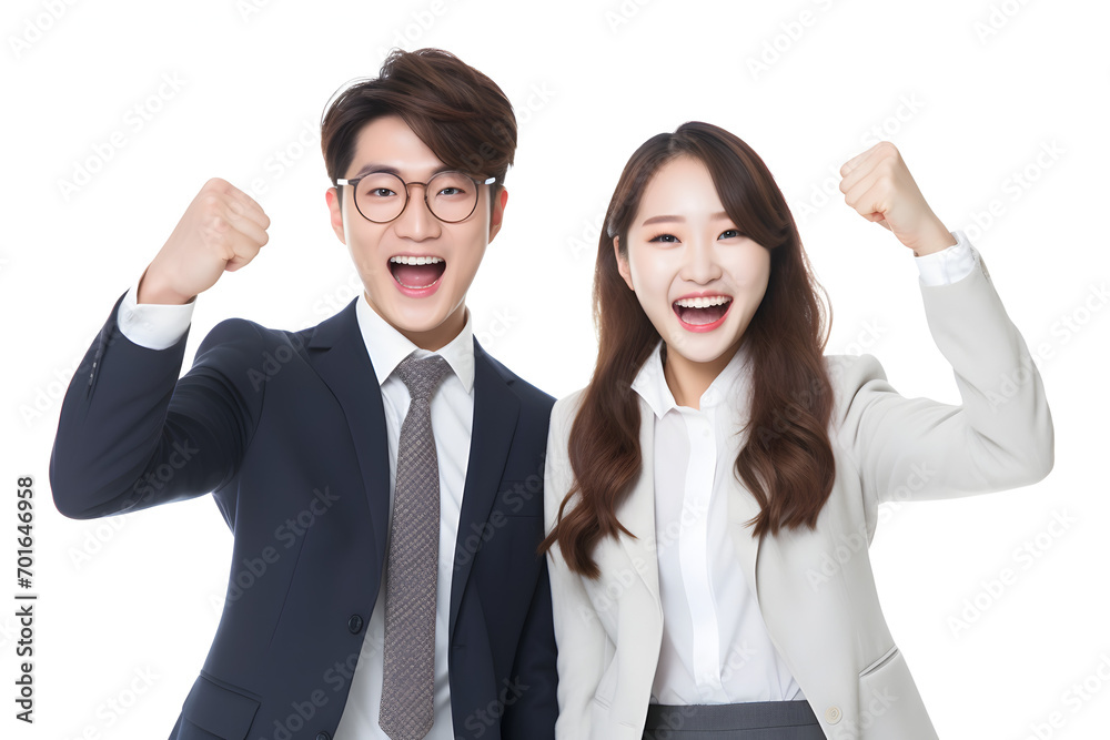 Young asian business people posing in the studio - isolated on white