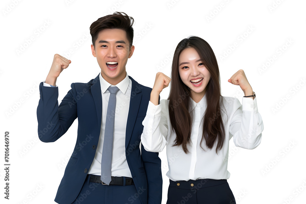 Young asian business people posing in the studio - isolated on white