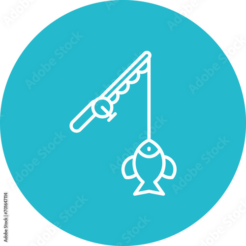 Reeling in Fish Line Icon