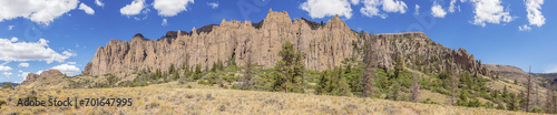 Panoramic view of the Dillon Pinnacles in the Curecanti National Recreation Area