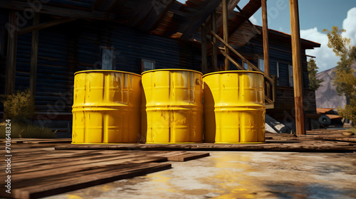 old yellow barrels