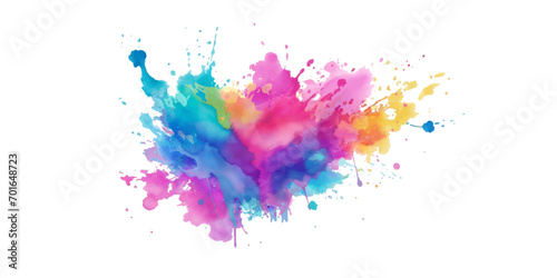 Bright colorful watercolor splash splatter stain brush strokes on white background. Modern vibrant aquarelle spot. Rainbow trendy isolated design on white. Element. Vector watercolor illustration. © Ghost Rider