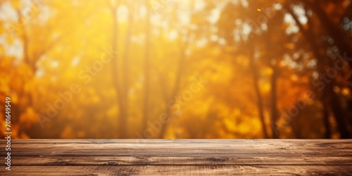 Wooden table with blurred background, concept illustration for displaying products