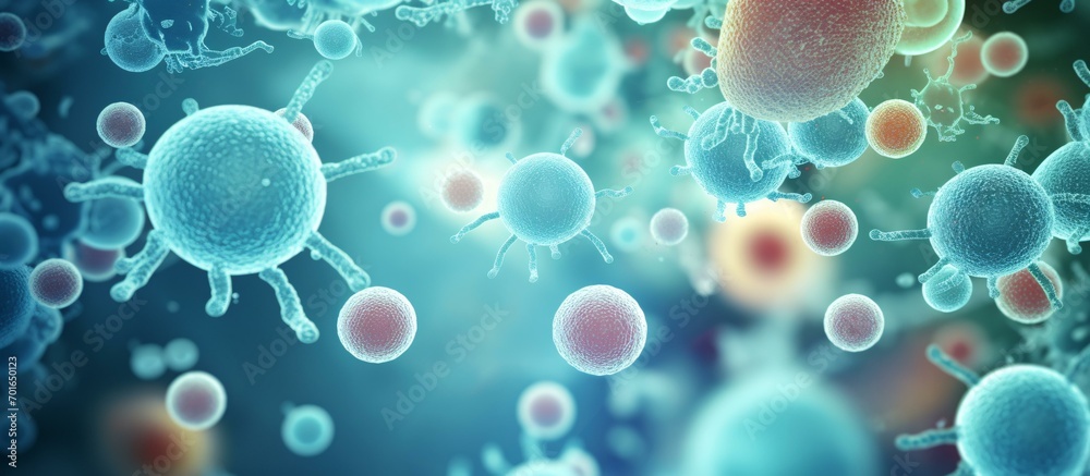 Virus close-up, influenza concept illustration with high incidence of H1N1 in winter Virus close-up, influenza concept illustration with high incidence of H1N1 in winter