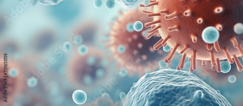 Virus close-up, influenza concept illustration with high incidence of H1N1 in winter photo