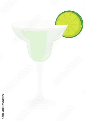 Popular margarita coctail drink in colour and easy to use illustration style. Cold summer beverage. Great for usage in drink lists and background items in animation.