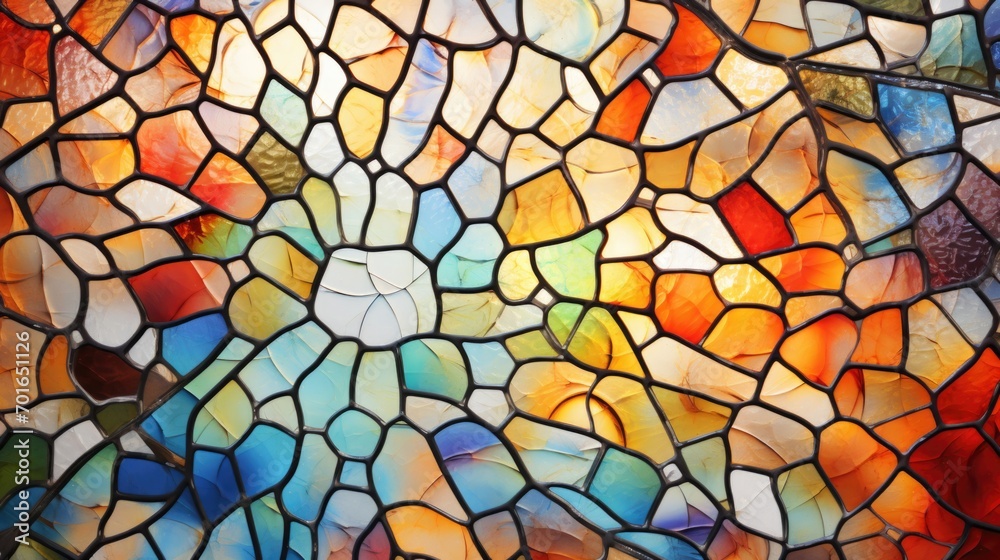 Luminous stained glass pattern, an artistic and vibrant background. Luminous stained glass pattern, an artistic and vibrant background.