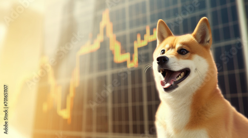 Shiba Inu on crypto charts, reflecting Dogecoin's market impact. photo