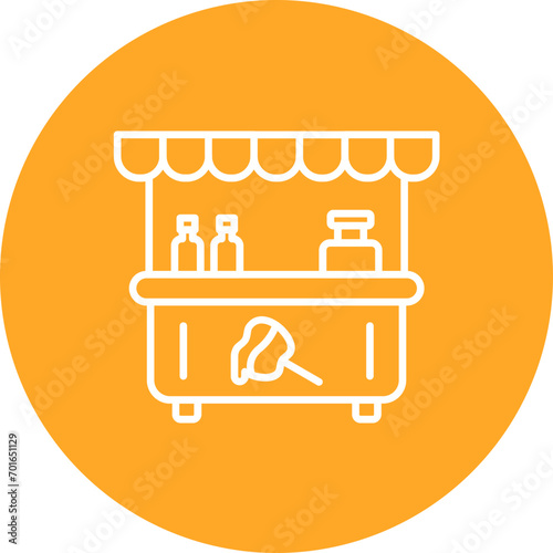 Toffee Apple Stall Line Icon