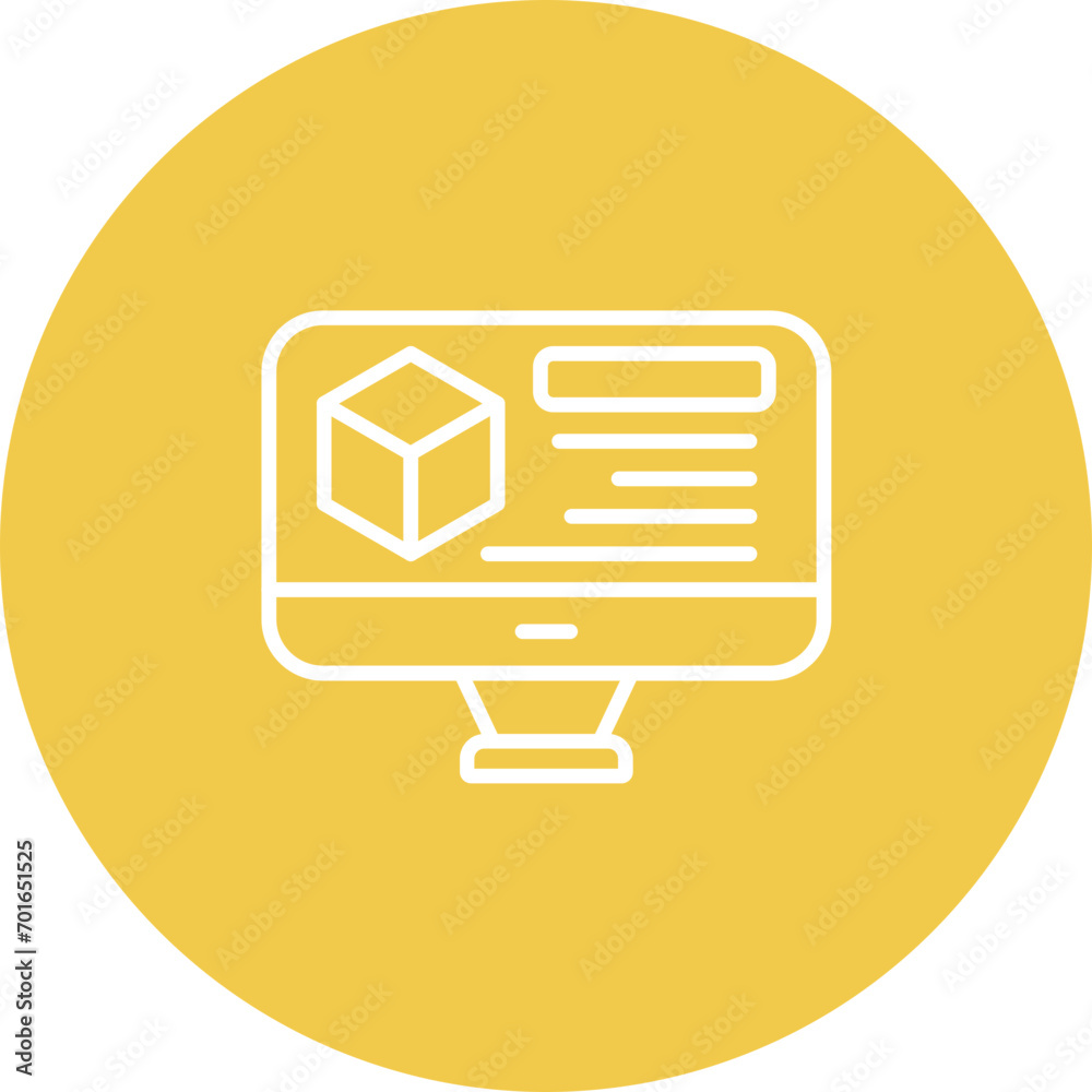 3D Modelling Line Icon 3D Modelling Line Icon