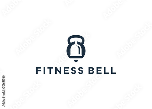 Fitness gym kettlebell with bell logo vector illustration