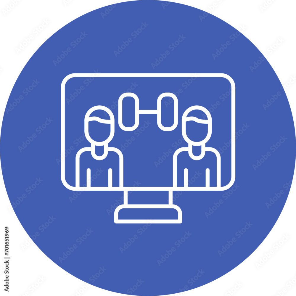 Online Group Exercise Line Icon Online Group Exercise Line Icon