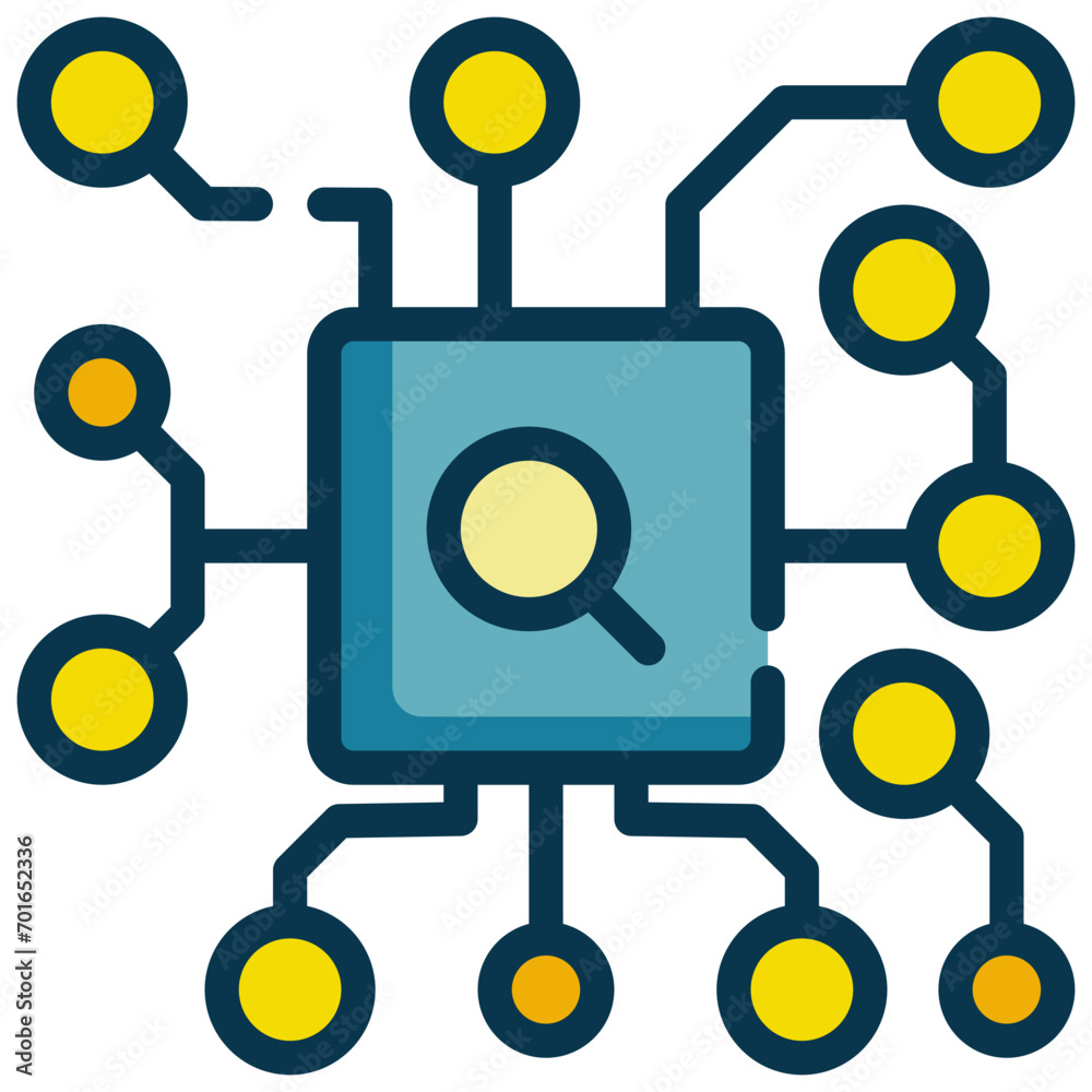 chipset circuit search finding ai intelligence filled outline chipset circuit search finding ai intelligence filled outline