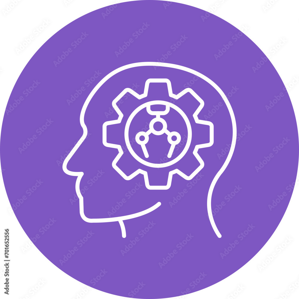 Machine Thinking Line Icon Machine Thinking Line Icon