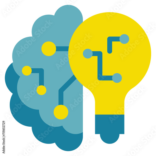 bulb idea brain ai artificial intelligence think flat style