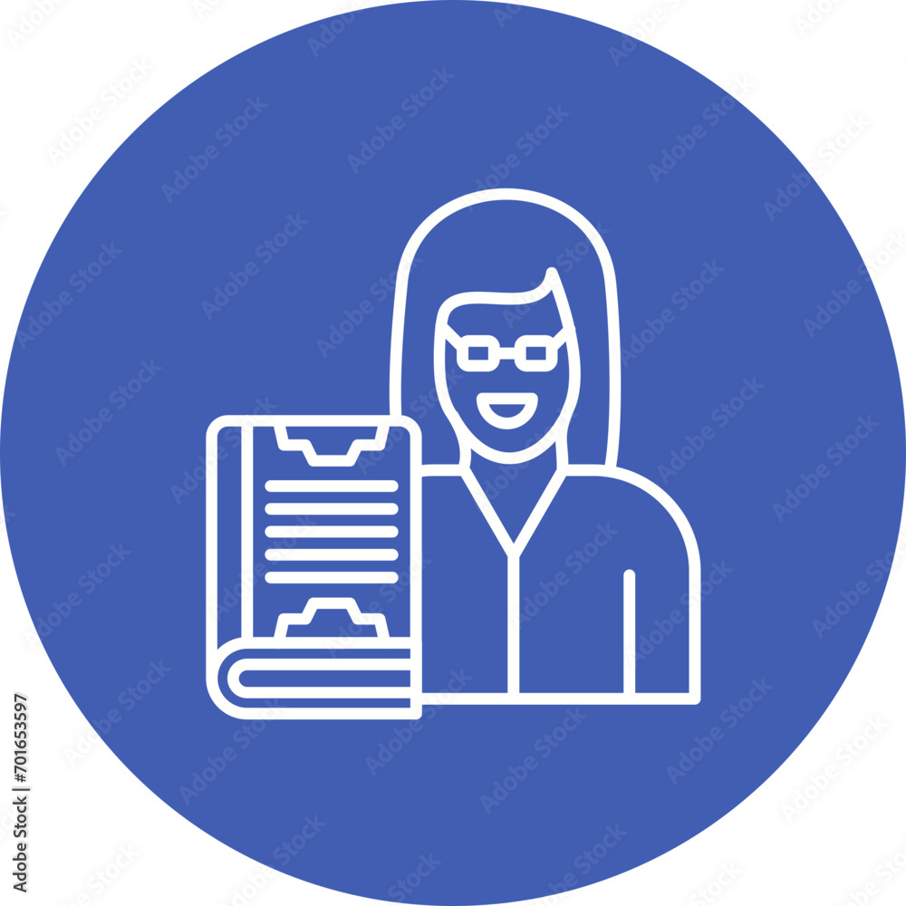 Professor Female Line Icon Professor Female Line Icon