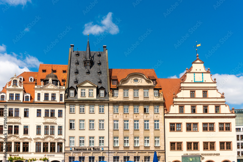 Germany, Saxony, Leipzig, Facades of historic old town houses Germany, Saxony, Leipzig, Facades of historic old town houses